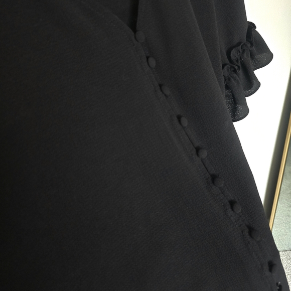 CeCe Black Button-Front Ruffle Sleeve Blouse - Picture 7 of 7
